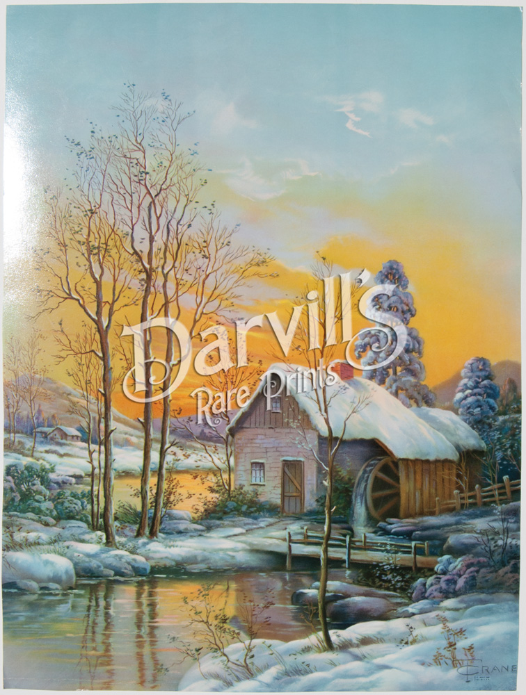 Vintage calendar or poster prints of Cottages, Cabins, Mills, etc